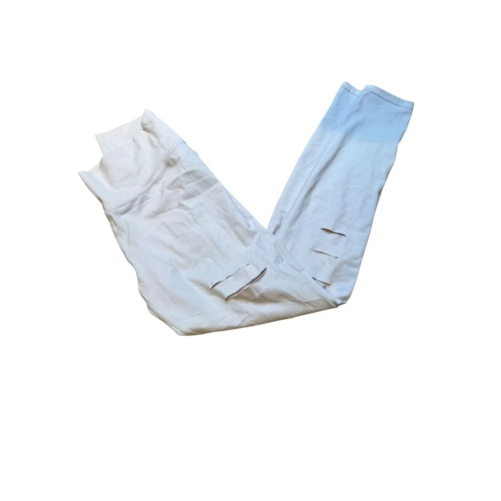 Alo Yoga Distressed‎ High Waist Leggings White Size L warrior legging